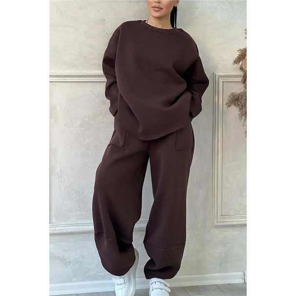 Women's Casual Lounge Set – Oversized Hoodie & Joggers (Fall/Winter Essentials, Streetwear Style, 6 Colors, S-Xxxl, Polyester-Spandex Blend)_ecoleips.com