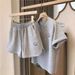 Smiley Face Print Women's Sportswear Set Short Sleeved Top And Shorts Slim Fit Korean Style Casual Two Piece Outfit For Students_ecoleips.com
