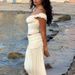Women's 2 Piece French Style Low Cut Cropped Cami Top And Ruched Midi Skirt Set – Summer Resort Outfit_ecoleips.com