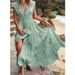 2023 New European And American Cross-Border Summer Women's V-Neck French Beach Bohemian Printed Dress_ecoleips.com