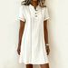 Women's Patchwork Printed Shirt Dress Casual V Neck Short Sleeves Summer New_ecoleips.com
