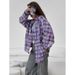 Versatile Casual Checkered Shirt With Feminine Chic, Perfect For Work Attire_ecoleips.com