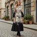 Women's Clothing Women's Classic Stand Collar Lantern Sleeve Maxi Dress Single Breasted Floral Button Detail Flared Skirt_ecoleips.com