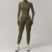 Women's Clothing Zipper Nude Tight Plus Velvet Yoga Jumpsuit Outdoor Warm Jumpsuit Running Fitness Clothes_ecoleips.com