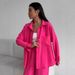 Women's Solid Color Cardigan & Wide-Leg Pants Set – Casual Comfort Outfit With Pockets | Relaxed Fit_ecoleips.com