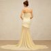 European And American New Style Gentle Wind Light Yellow Ice Silk Mesh Patchwork Strapless For Women With Large Hem Slim_ecoleips.com