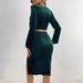 Voya Popular Women's Velvet Square Collar Design With Flared Sleeves And Side Slit Fashion Set_ecoleips.com