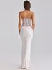 Mozision White Lace Corset Satin Sexy Maxi Dress Women Elegant Strapless Sleeveless Backless Bodycon Club Party Long Dresses_ecoleips.com