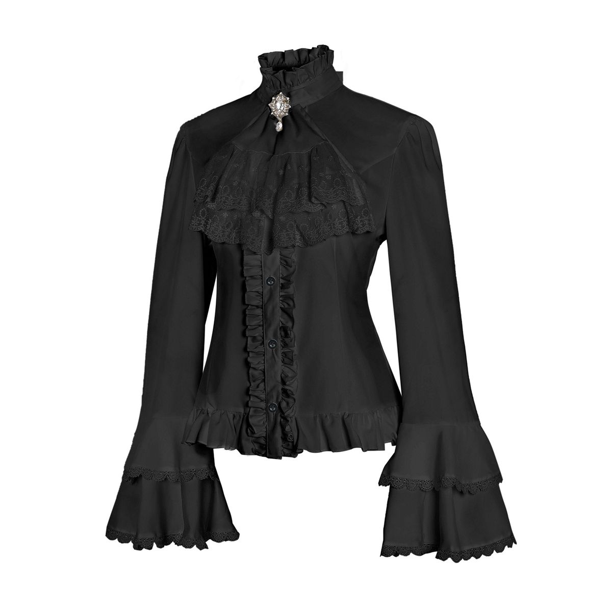 Verve Inner Wear Lolita French Long Sleeve Gothic Style Women's Top Lace Shirt_ecoleips.com