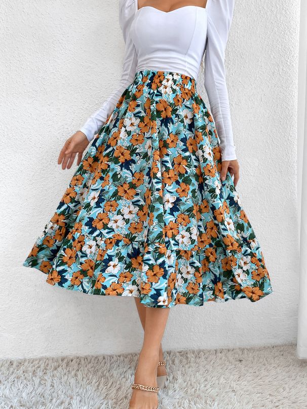 Verve 52206#Elegant Women's Midi Casual Simple Slim Fit A-line Skirt Trendy_ecoleips.com