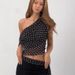 Women's Polka Dot Off Shoulder Top Sleeveless Chiffon Blouse Asymmetric Hem Summer Beach Party Wear_ecoleips.com