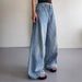 Light-washed High-waisted Non-tight-fitting Flared Jeans Women, Summer Vintage Loose Straight-leg Bell-bottom Pants For_ecoleips.com