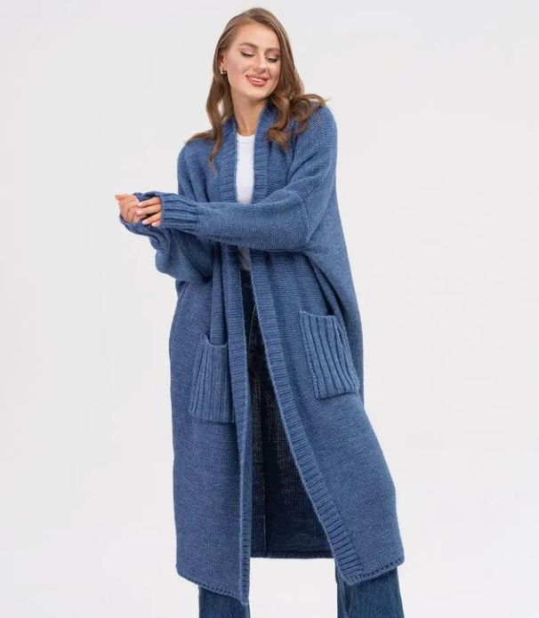 Women's Clothing New Cardigan Solid Color Women's Knitted Sweater Women's Loose Medium And Long_ecoleips.com