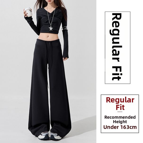 Women's Low-Waisted Loose Flow Casual Pants Spring/Summer 2026 Wide Leg Yoga Sports Sweatpants_ecoleips.com