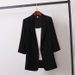 Stylish Plus Size Women's Blazer Casual Loose Fit Office Wear Korean Style Jacket With Polo Collar (Black/White/Yellow)_ecoleips.com
