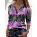 Women's Autumn French Style Contrast Print V-Neck Long Sleeve Base Shirt Top Women's Contrast Design_ecoleips.com