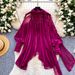Women's French Romantic Style Floral Print Blouse Skin Friendly Breathable Long Sleeved Loose Fitting Slimming Bow Tie Cardigan Commuter Top_ecoleips.com