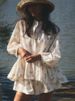 K New Arrival Little Chiffon Dress Set With Puff Sleeves, High Neck, Ruffles, And Floral Print Shorts_ecoleips.com
