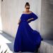 Women's Clothing Sexy One Shoulder Off Shoulder Pleated Chiffon Dress_ecoleips.com