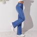 Women's Vintage Stretch Slim-fit Jeans With Double-button Design, Dark Blue Denim Trousers, High-waisted And Slimming_ecoleips.com