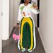 Summer High-Waisted Wide Leg Pants For Women Color-Block Striped Drawstring Casual Sports Trousers_ecoleips.com