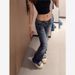 Vintage Y2k Low-Rise Flared Jeans With Rhinestone Embroidery - Stretch Denim Wide-Leg Pants For Women_ecoleips.com