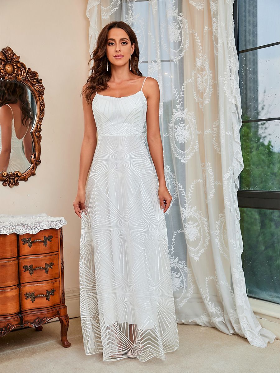 Women's Clothing Long Skirt Independent Station Sexy Suspender Embroidered Sleeveless Dress _ecoleips.com