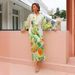Women's Clothing Single Breasted Long Lantern Sleeve Graffiti Print Tie Waist Dress_ecoleips.com