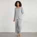 Voya Women's Minimalist Casual Home Suit Set, Solid Color Air-conditioned Suit, Long Pants Two-piece Set For Women_ecoleips.com