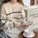 Women Warm Thick Stiped Sweater Pullover Autumn Winter Long Sleeve loose Lazy Half Turtleneck Outwear Female Casual_ecoleips.com