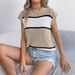 Real Shot Of 2026 Spri/summer Color-blocked Striped Casual Loose Knit Vacation Top, Cross-border Women's_ecoleips.com