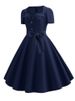 Women Vintage Dress Summer 50s 60s Retro Swing Rockabilly Vestidos Elegant Black Polka Dot Office Party Dress_ecoleips.com
