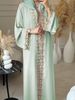 Women's Elegant Long Dress Lace Trim Shimmering Embroidery Travel Wear Loose Robe Fashion Muslim Clothing_ecoleips.com