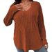 Women's Autumn/Winter Solid-Color Oversized V-Neck Long-Sleeve Striped Brushed Fleece T-Shirt_ecoleips.com