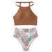 Women's High Waist Bikini Set Swimwear Quick Dry Sexy Stretchy Leaf Print Beach Pool Clothing_ecoleips.com