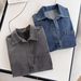 Women's Clothing Pullover Denim Shirt Straight Drape Wide Leg Pants Suit_ecoleips.com