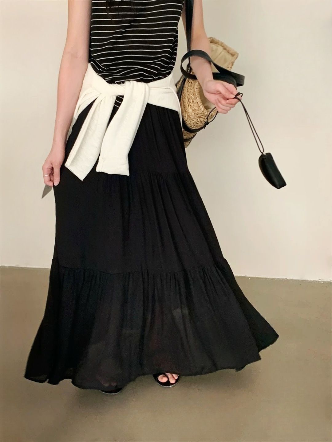 Women's Cotton Linen Midi Skirt Floor Length Slimming Hip Covering Summer Style 2025 Japanese Literary Design Extra Large_ecoleips.com