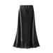K Lace Patchwork Midi Skirt With A New Drape And Glossy A-line Mid Length Skirt For Women_ecoleips.com