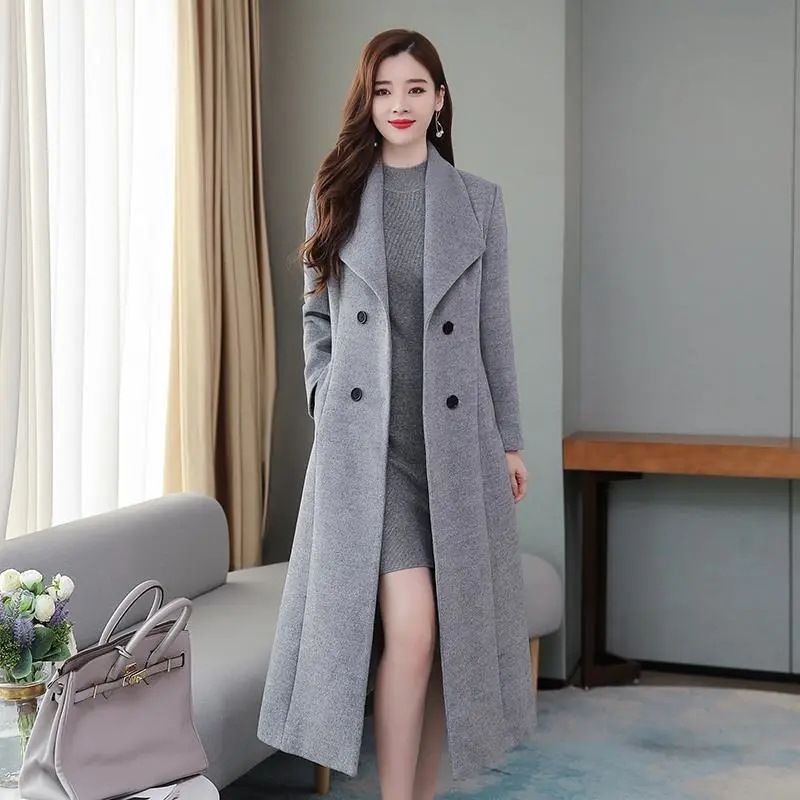 elegant long wool coat for women slim fi otch lapel overcoat in solid colors (grey, black, wine, y green, khaki, navy)_ecoleips.com