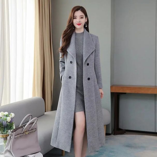 elegant long wool coat for women slim fi otch lapel overcoat in solid colors (grey, black, wine, y green, khaki, navy)_ecoleips.com