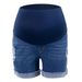 Women's Clothing Fashion Belly Lifting Simple Ripped Thin Outer Wear Maternity Denim Shorts_ecoleips.com