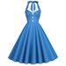 Retro Hepburn Style Contrast Color Lapel Backless Halter Neck Dress For Women Romantic Holiday Date Bridesmaid Dress_ecoleips.com