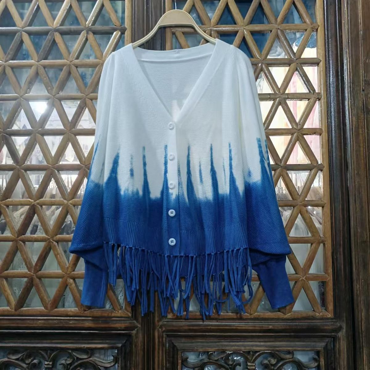 girl Vintage Cardigan Knit Sweater , Autumn And Winter Korean Zipper Casual Long Sleeve Pullover Top, Tie-Dye Style For_ecoleips.com