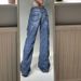 Women's Distressed Denim Jeans – Patchwork Design, Straight Leg, Medium Wash, Casual & Stylish_ecoleips.com