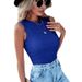 Aria Basics Aria Basics 2024 New Foreign Trade Fashion Women's Clothing European And American Style Casual Versatile Solid Color Slim Sleeveless_ecoleips.com
