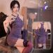 Sexy Lingerie Nightwear New Chinese Nightclub Clothing Bar Uniform Sex Lingerie Spice Girl Purple Lace Hollow Cheongsam Dress_ecoleips.com
