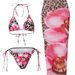 Women's Floral Print Triangle Bikini Set With Cover-Up Dress, Quick-Dry Swimwear For Beach & Pool Fashion-Print Designs_ecoleips.com
