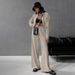 Women's Solid Color Long Sleeve Casual Fashion Shirt And Drawstring Pants Set European American Style Short_ecoleips.com