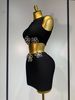Women Celebrity Sexy Crytal Flower Black Mini Bandage Skirt Suit Knitted Elegant Evening Club Birthday Party Two Pieces Set Q3U1_ecoleips.com
