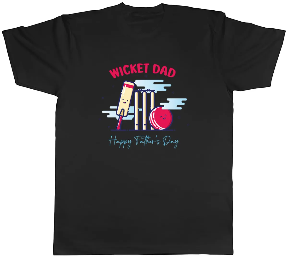 Women's T-Shirts Happy Fathers Day Mens T-Shirt Wicket Dad Cricket Lover Unisex Tee Gift_ecoleips.com